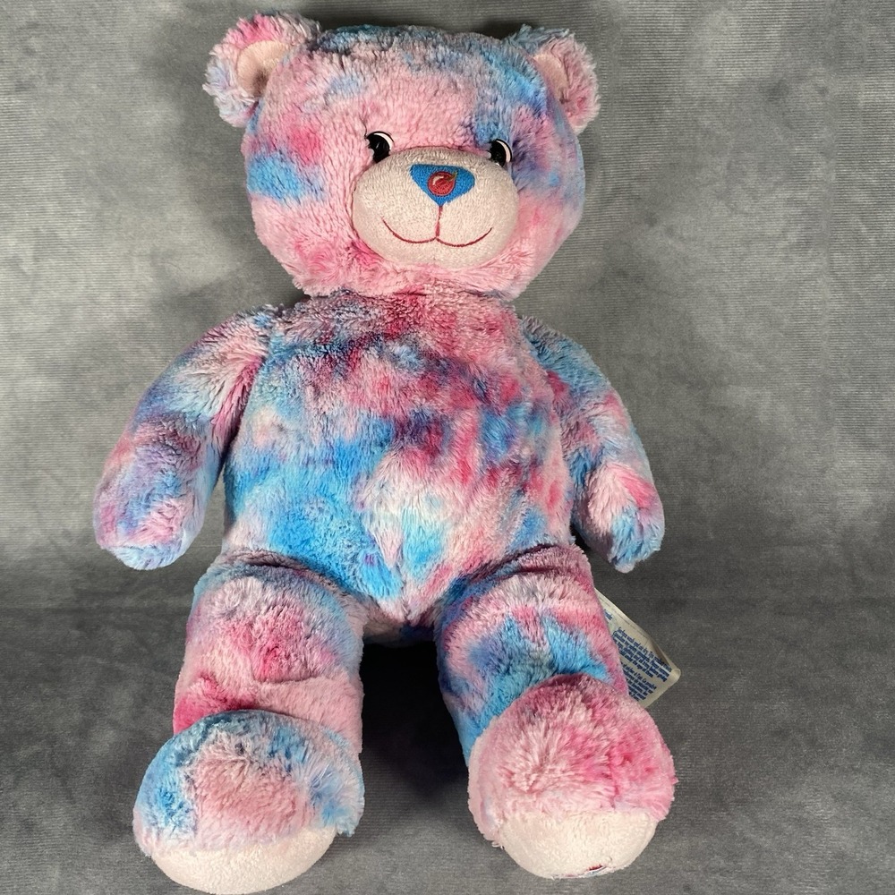 Build-A-Bear Workshop Cotton Candy Swirl Teddy Bear Pink Blue Plush Stuffed Toy